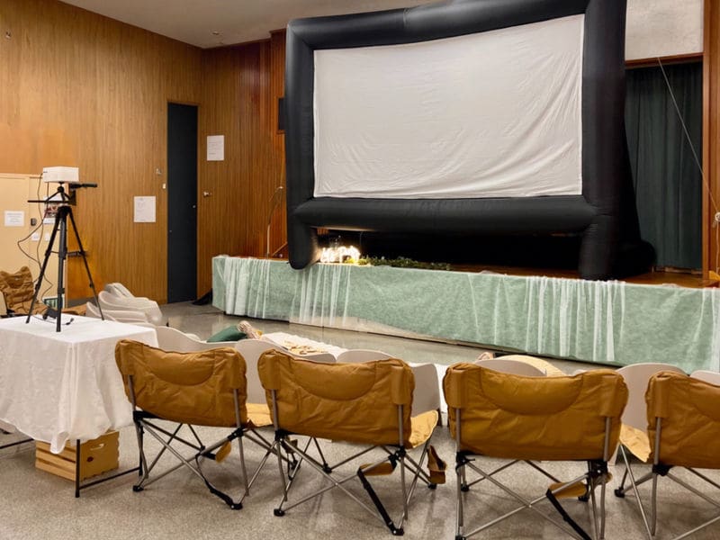 Projector + giant blow-up screen